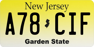 NJ license plate A78CIF