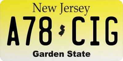 NJ license plate A78CIG