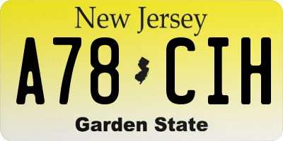NJ license plate A78CIH
