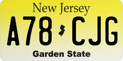 NJ license plate A78CJG
