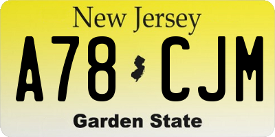 NJ license plate A78CJM