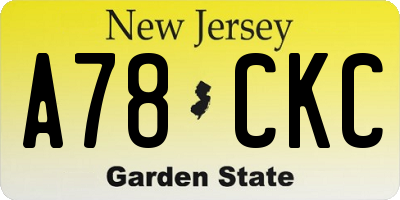 NJ license plate A78CKC