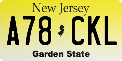NJ license plate A78CKL