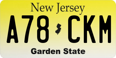 NJ license plate A78CKM