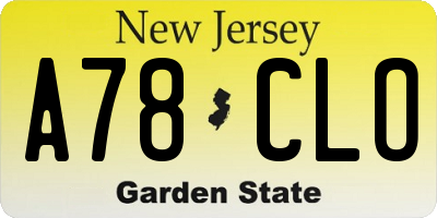 NJ license plate A78CLO