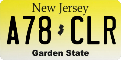 NJ license plate A78CLR