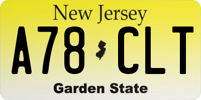 NJ license plate A78CLT