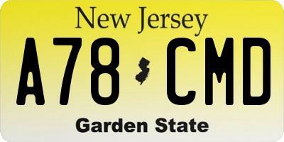 NJ license plate A78CMD