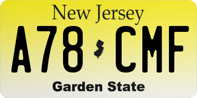 NJ license plate A78CMF