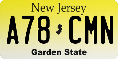 NJ license plate A78CMN