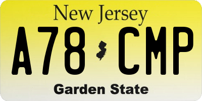 NJ license plate A78CMP