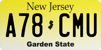 NJ license plate A78CMU