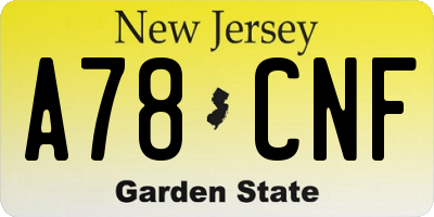 NJ license plate A78CNF