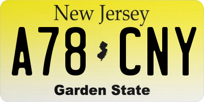NJ license plate A78CNY