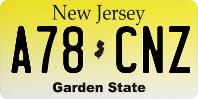 NJ license plate A78CNZ