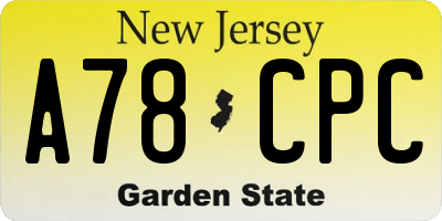 NJ license plate A78CPC