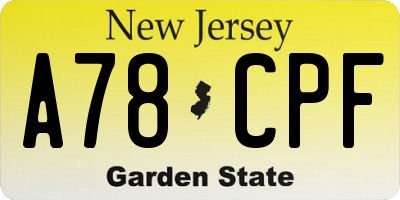 NJ license plate A78CPF