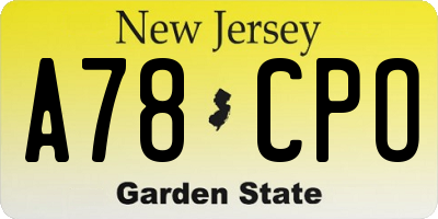 NJ license plate A78CPO