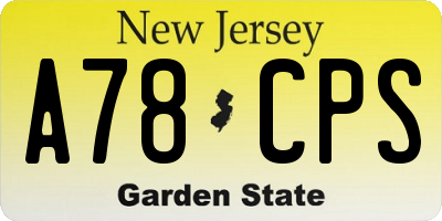 NJ license plate A78CPS