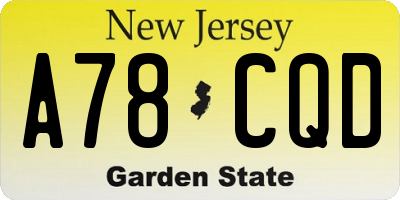 NJ license plate A78CQD