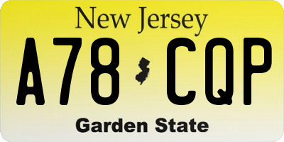 NJ license plate A78CQP