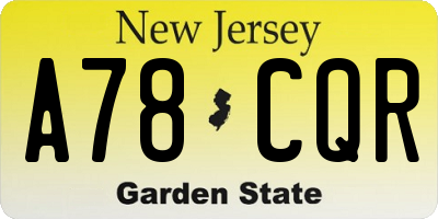 NJ license plate A78CQR