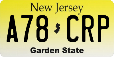 NJ license plate A78CRP