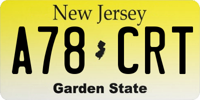NJ license plate A78CRT