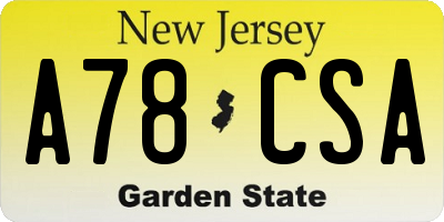 NJ license plate A78CSA