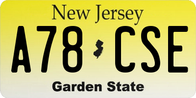 NJ license plate A78CSE