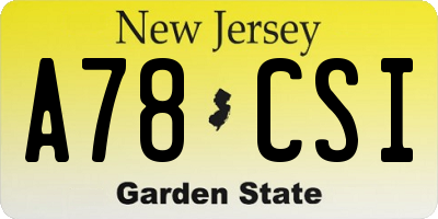 NJ license plate A78CSI