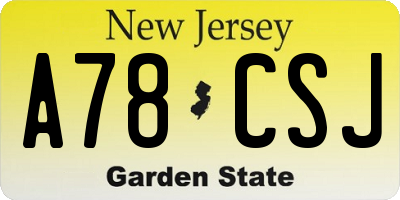 NJ license plate A78CSJ