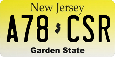 NJ license plate A78CSR