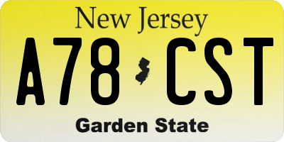 NJ license plate A78CST