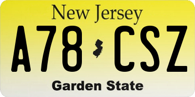 NJ license plate A78CSZ
