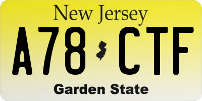 NJ license plate A78CTF