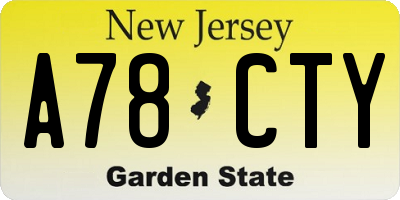 NJ license plate A78CTY