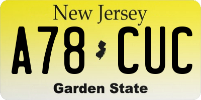 NJ license plate A78CUC