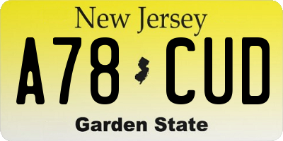 NJ license plate A78CUD