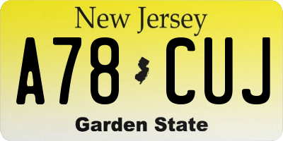 NJ license plate A78CUJ