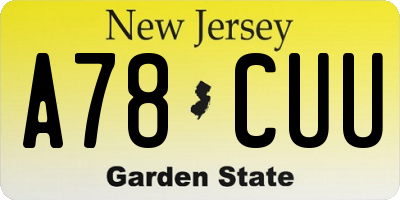 NJ license plate A78CUU