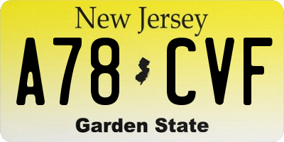 NJ license plate A78CVF
