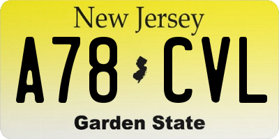 NJ license plate A78CVL