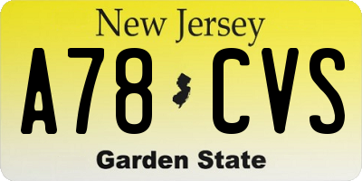 NJ license plate A78CVS