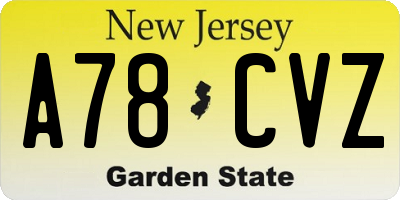 NJ license plate A78CVZ