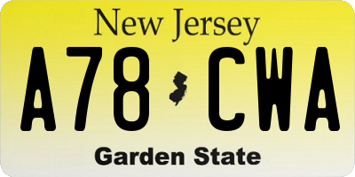 NJ license plate A78CWA