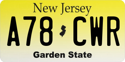 NJ license plate A78CWR
