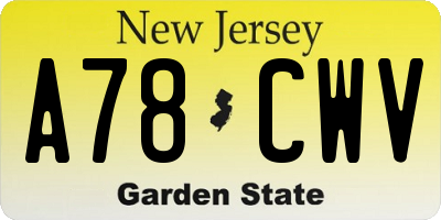 NJ license plate A78CWV
