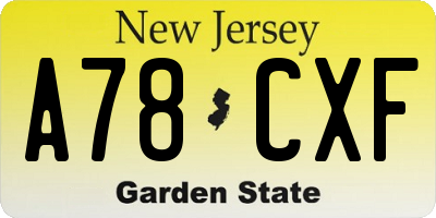 NJ license plate A78CXF