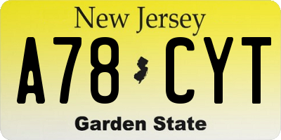NJ license plate A78CYT